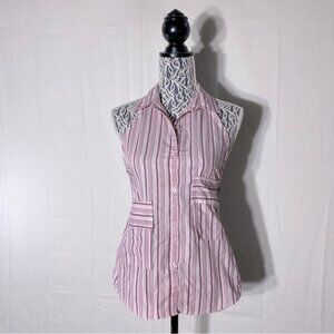 5/$25 Handmade Red White Striped Apron With Collar